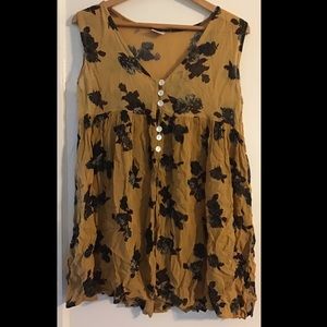 Shear mustard floral dress